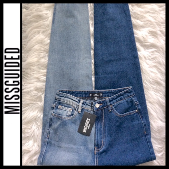 NWT Missguided Riot High Rise Splice Mom Jeans - Picture 6 of 8